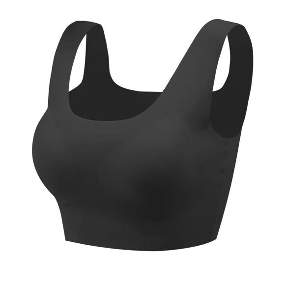 BLACK COOBIE INVISIBLE STRAPS SCOOP BRA SIZE LARGE EUC - Picture 1 of 5